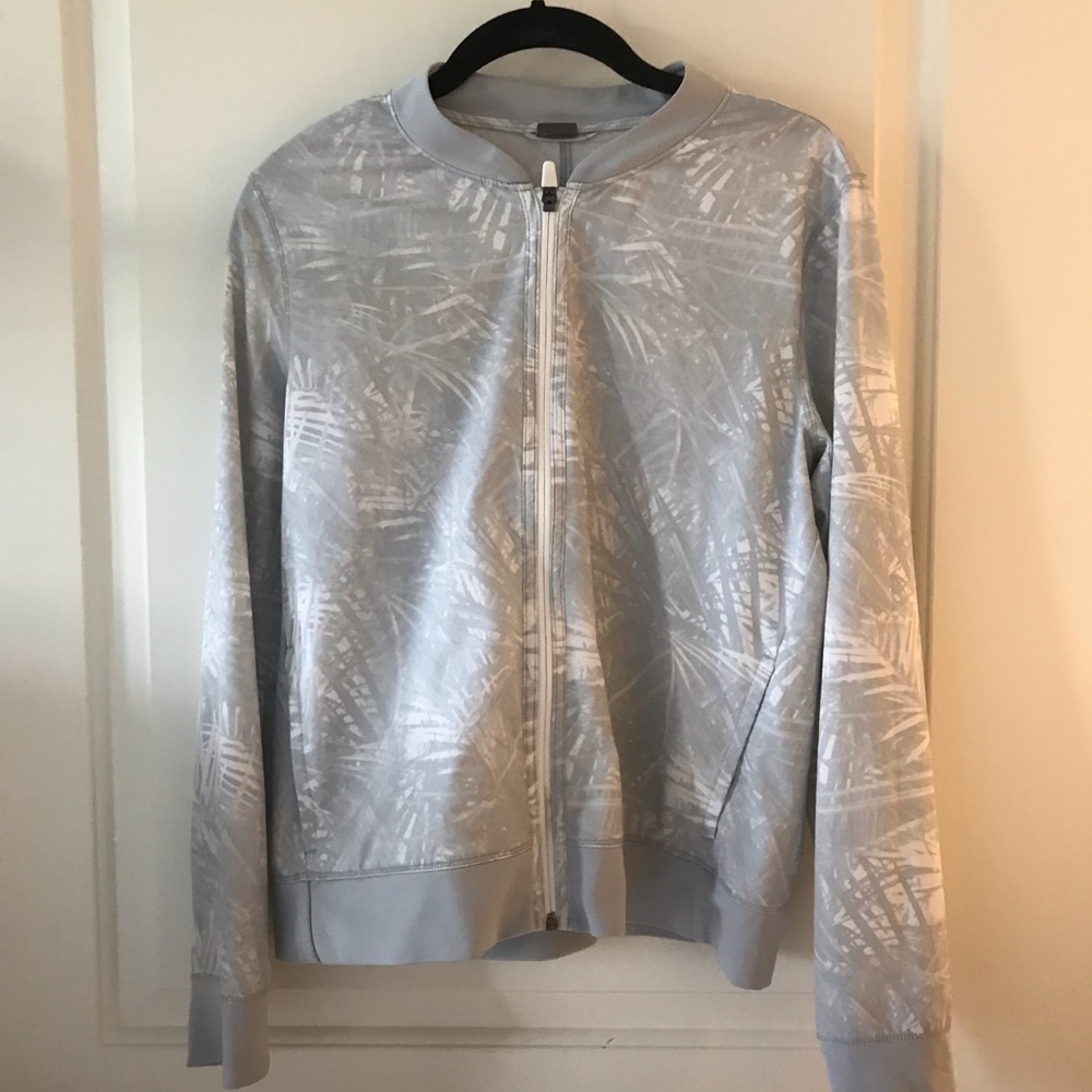 Palm tree pattern full zip work out jacket